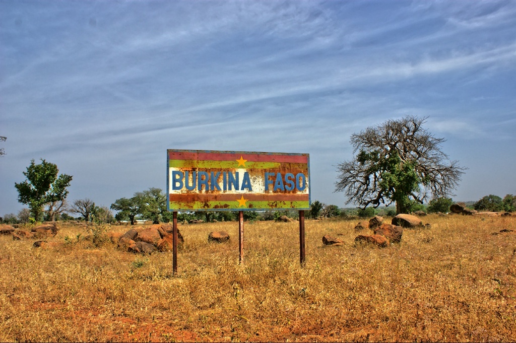 Burkina Faso border sign, West Africa